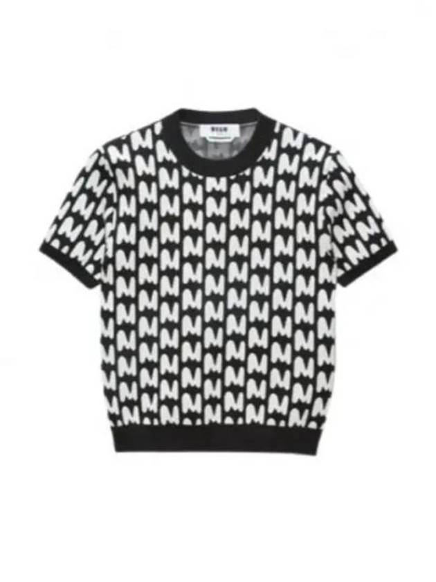 Jacquard TheMwave Short Sleeve Knit Top Black - MSGM - BALAAN 2