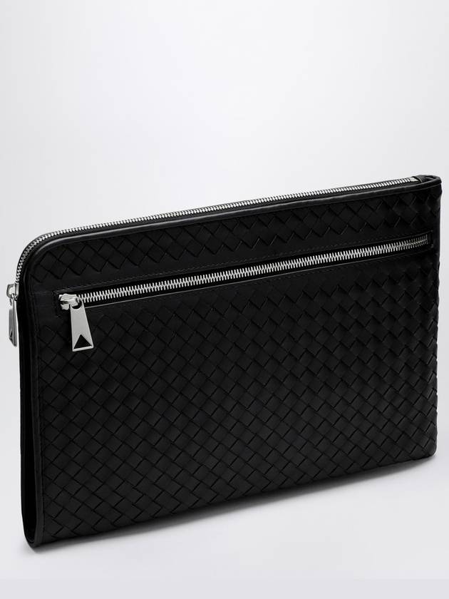 Intrecciato Weaving Zipper Clutch Bag Black - BOTTEGA VENETA - BALAAN 2