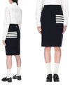 Women's Fine Merino Wool 4 Bar Stitch Pencil Skirt Navy - THOM BROWNE - BALAAN 2