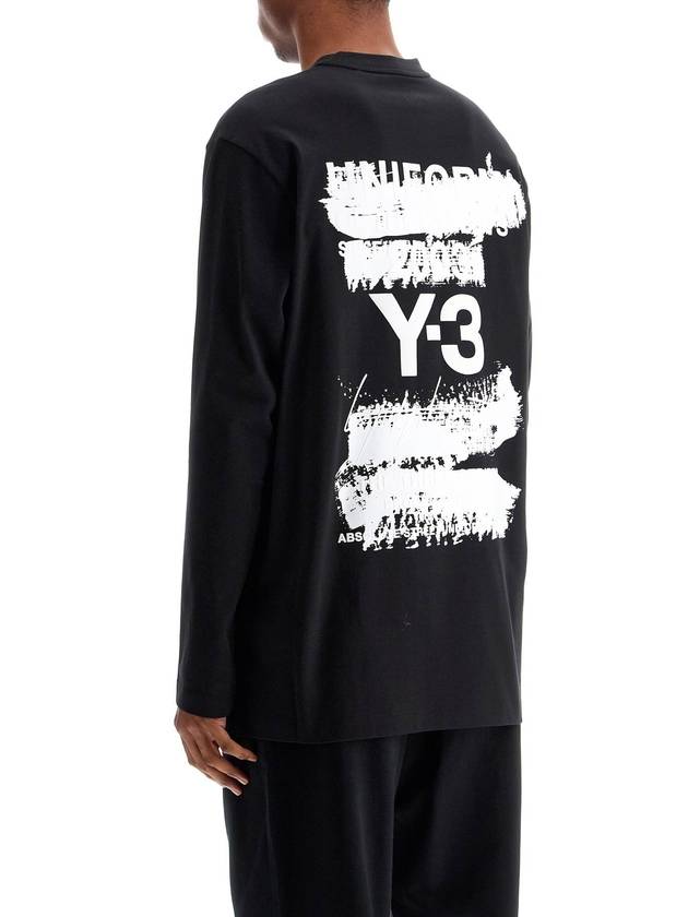 long sleeve black cotton t-shirt with men's graphic - Y-3 - BALAAN 3