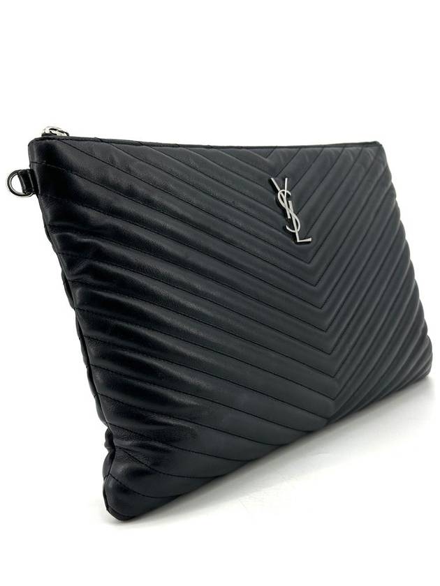 Matelasse silver clutch large - SAINT LAURENT - BALAAN 4