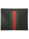 GG Signature Debossed Logo Leather Webstripe Panel Clutch Bag - GUCCI - BALAAN 1