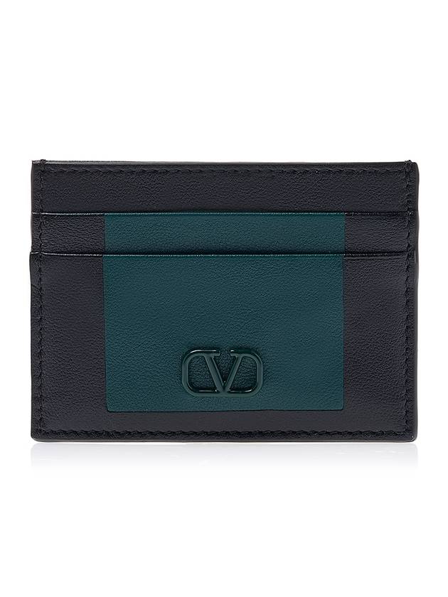 V Logo Leather Card Wallet Green - VALENTINO - BALAAN 2