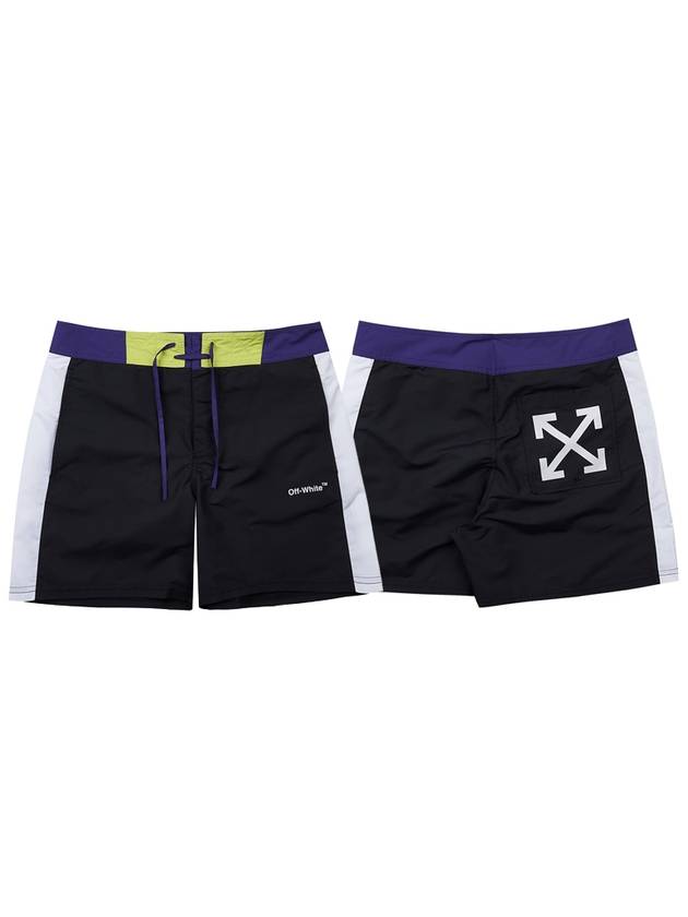 Men's Arrow Block Sunset Swim Shorts Black - OFF WHITE - BALAAN.