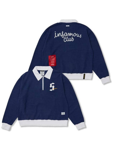 Infamous Club Insideout Oversized Collar T shirts Navy - STIGMA - BALAAN 1