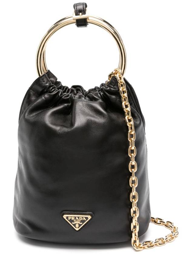 Nappa Mini Leather Bucket Bag Black - PRADA - BALAAN 2