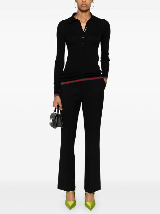 Light wool crepe straight pants black - GUCCI - BALAAN 3