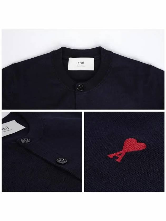 De Coeur Crew Neck Cardigan Navy - AMI - BALAAN 6