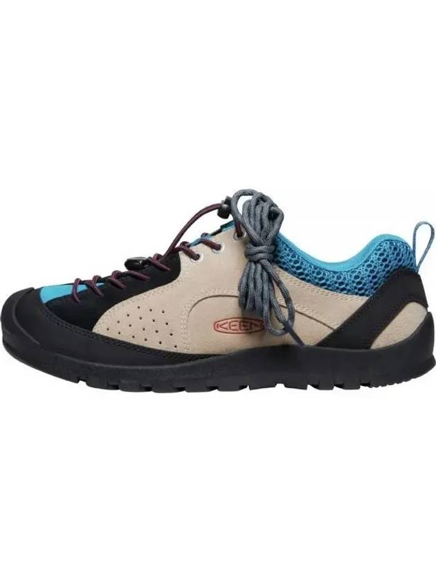 Jasper Rocks Calfskin Leather Low Top Sneakers Beige Safari Fjord Blue - KEEN - BALAAN 2