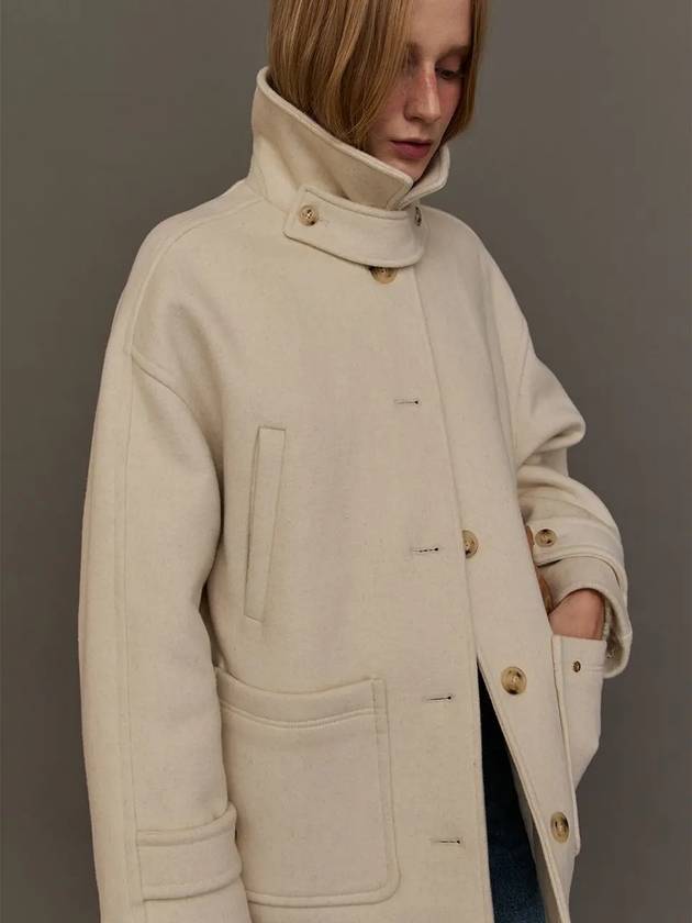 Women's Wool Half Pea Coat Ivory - LESEIZIEME - BALAAN 2