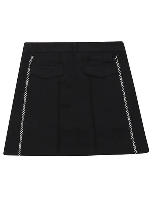 pleated embroidery A-line culottes 4022LASOBLACK - BLACK&WHITE - BALAAN 2