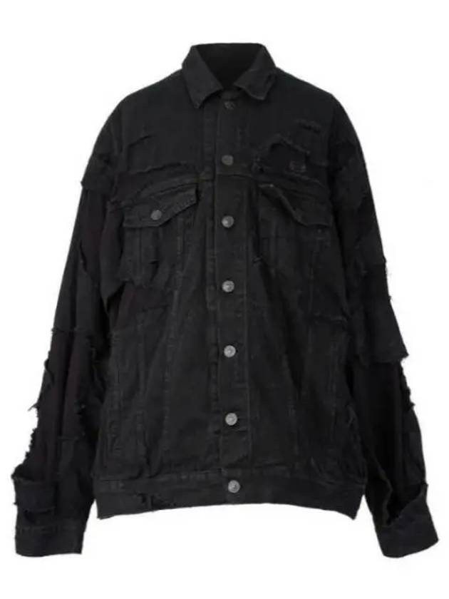 Unity Sports Icon Patchwork Denim Jacket Black - BALENCIAGA - BALAAN 2