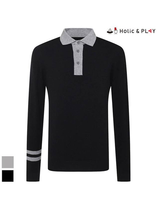 Men s striped point polo collar windproof sweater HD4MSW001 - HOLIC&PLAY - BALAAN 2