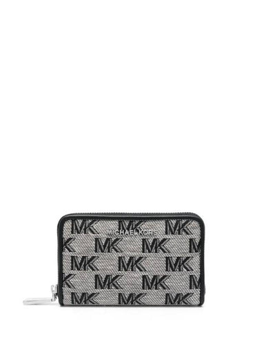 Logo Zip Around Card Wallet Grey - MICHAEL KORS - BALAAN 1