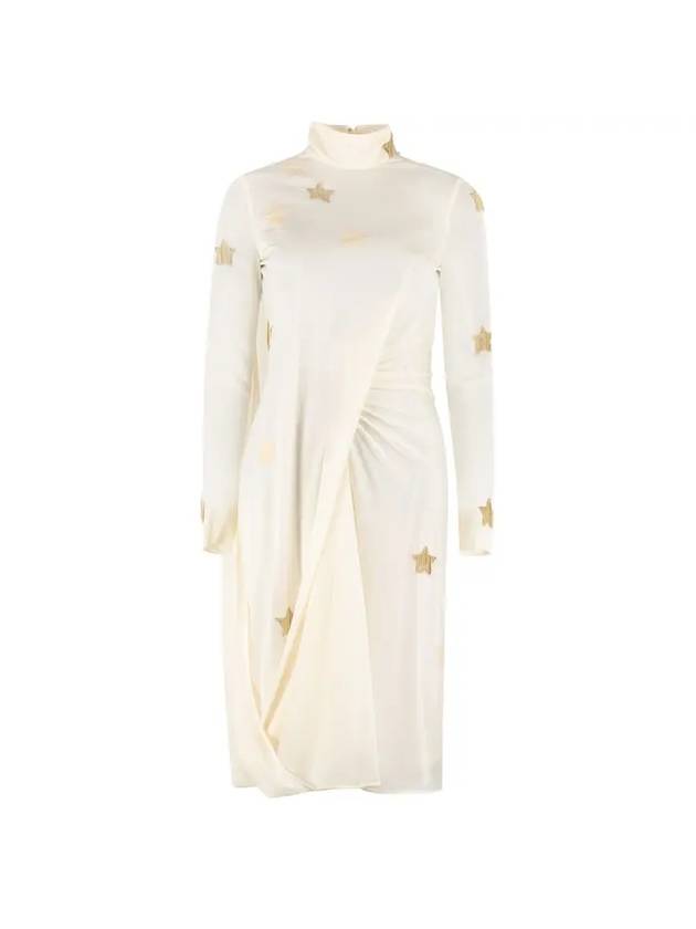 Star Patch High Neck Midi Dress Ivory - BURBERRY - BALAAN 1