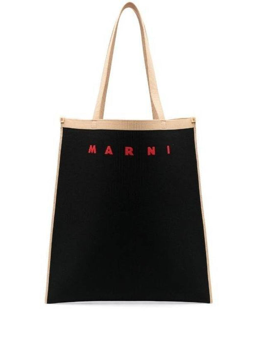 Jacquard Trunk Tote Bag Black - MARNI - BALAAN 1