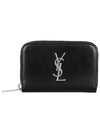 Monogram Zipper Silver Card Wallet Black - SAINT LAURENT - BALAAN 2