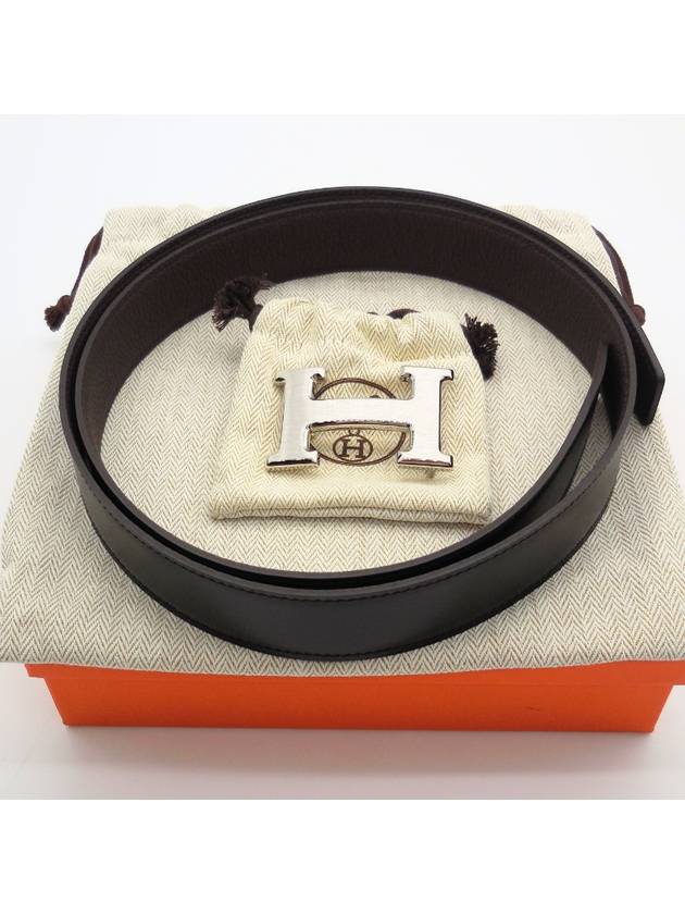 Reversible Leather Strap 32mm Belt Black - HERMES - BALAAN 5