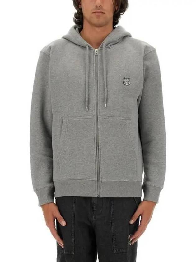 Bold Fox Head Patch Cotton Hooded Zip-Up Grey - MAISON KITSUNE - BALAAN 2