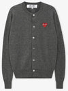 Red wappen wool round neck cardigan charcoal - COMME DES GARCONS PLAY - BALAAN 3