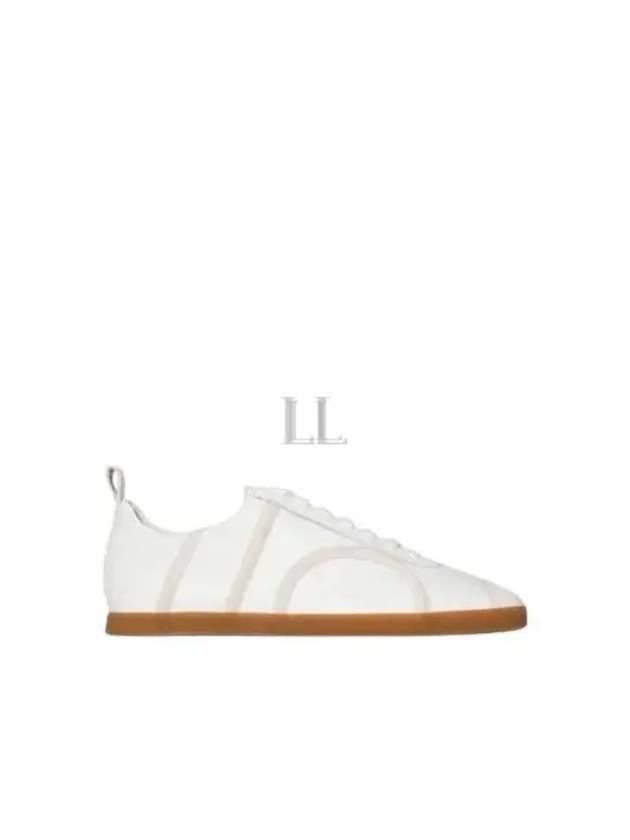 Women's Monogram Embossed Leather Low-Top Sneakers White - TOTEME - BALAAN 2