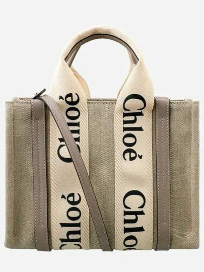 Woody Small Canvas Tote Bag Musk Grey - CHLOE - BALAAN 2