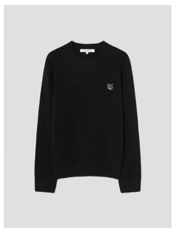 Men s Bold Foxhead Patch Regular Sweatshirt Lambs Wool Black Domestic Product GM0024082339543 - MAISON KITSUNE - BALAAN 1