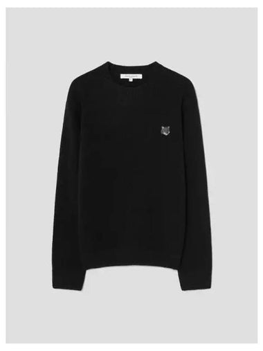 Men s Bold Foxhead Patch Regular Sweatshirt Jumper Wool Black Domestic Product - MAISON KITSUNE - BALAAN 1