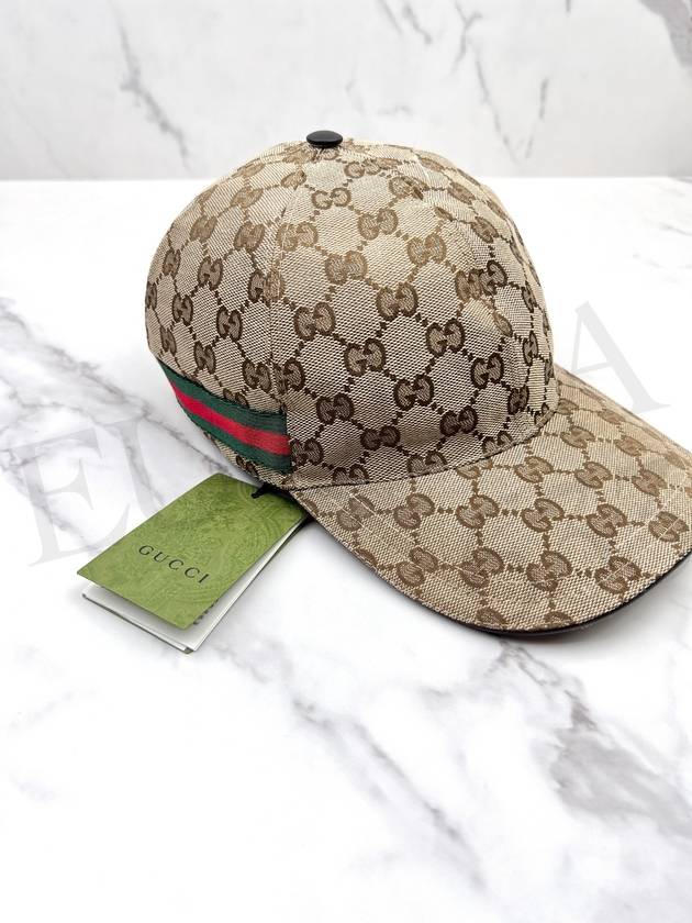 Original GG Web Supreme Canvas Baseball Ball Cap Beige Ebony - GUCCI - BALAAN 11