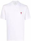 Small Heart Logo Polo Shirt White - AMI - BALAAN 2