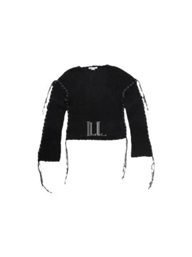 Lacing Drop Shoulder Knit Top Black - ACNE STUDIOS - BALAAN 2