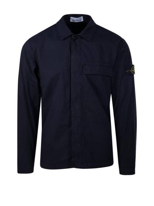 Supima Regular Fit Long Sleeve Shirt Navy - STONE ISLAND - BALAAN 1