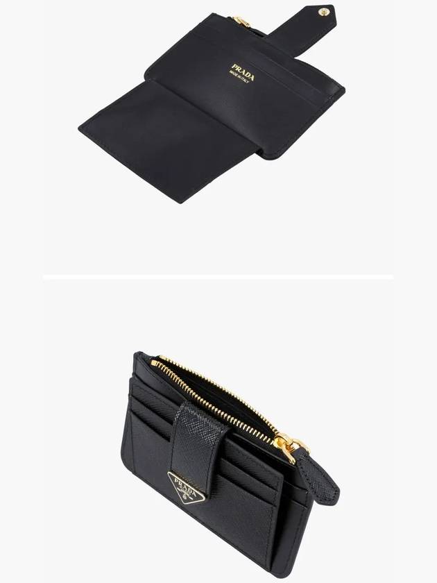 Triangle Logo Saffiano Half Wallet Black - PRADA - BALAAN 4