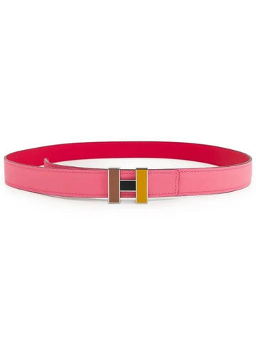 H Belt 80 Pink Red Two Tone 3HA0865 - HERMES - BALAAN 1