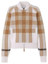 Women's Cashmere Wool Cardigan Brown White - BURBERRY - BALAAN 1