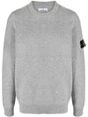 Logo Patch Crew Neck Wool Knit Top Grey Melange - STONE ISLAND - BALAAN 2