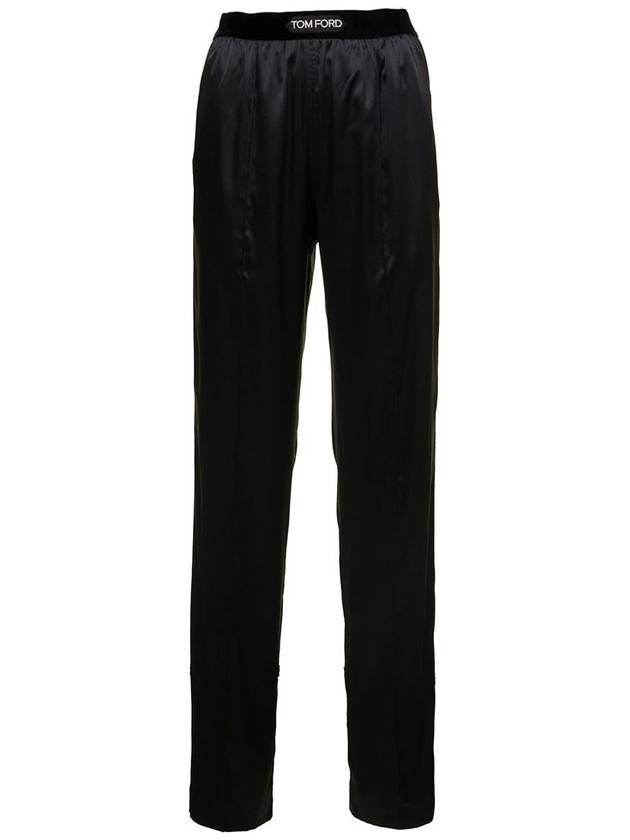 Women's Stretch Silk Straight Pants Black - TOM FORD - BALAAN 2