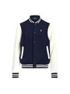 Fleece Baseball Bomber Jacket White Navy - POLO RALPH LAUREN - BALAAN 1