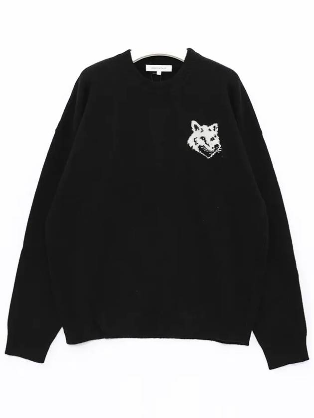 Intarsia Fox Head Comfort Knit Top Black - MAISON KITSUNE - BALAAN 3