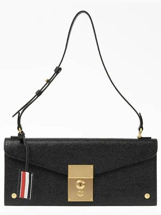 Women’s Baguette Pebble Grain Leather Shoulder Bag Black - THOM BROWNE - BALAAN 2