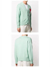 Men's Big Heart Logo Patch Overfit Cardigan Aqua Green - AMI - BALAAN 6