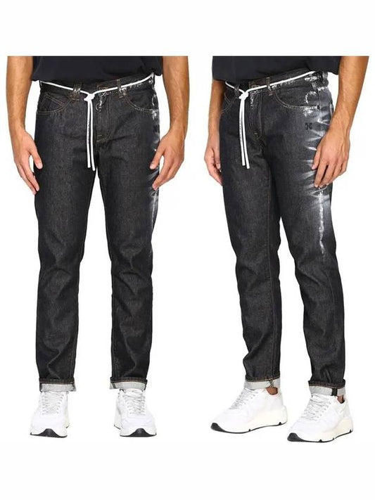 Logo Washing Slim Jean Denim Pants OMYA011 Black - OFF WHITE - BALAAN 1