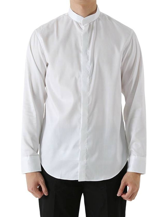 China Collar Long-Sleeved Shirt White - EMPORIO ARMANI - BALAAN 1