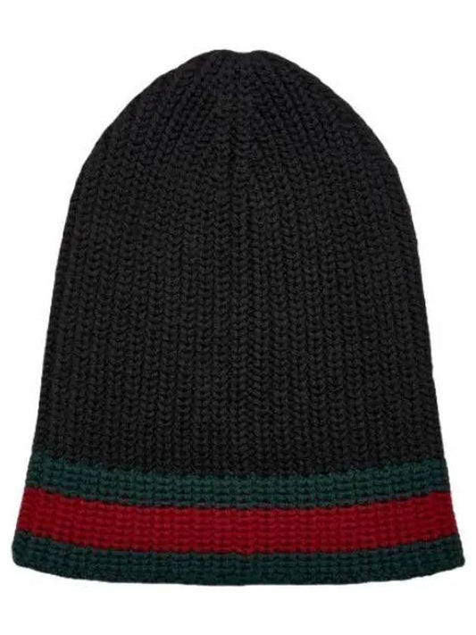 Web Wool Beanie Black Hat - GUCCI - BALAAN 1