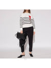 Striped Big Heart Logo Knit Top White - AMI - BALAAN 7