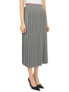 Cotton Stripe Pleated Skirt Grey - THOM BROWNE - BALAAN 4