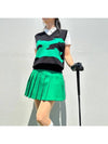 golf vest green camon knit vest rounding look V-neck golf vest - LOLOALLOY - BALAAN 6