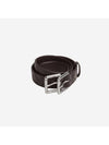 Intrecciato Double Buckle Leather Belt Dark Brown - BOTTEGA VENETA - BALAAN 1