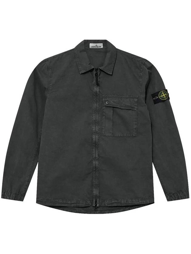 Old Treatment Garment Dyed Overshirt Jacket Charcoal - STONE ISLAND - BALAAN 3