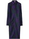 Check Wool Shirt Midi Dress Purple - BURBERRY - BALAAN 2